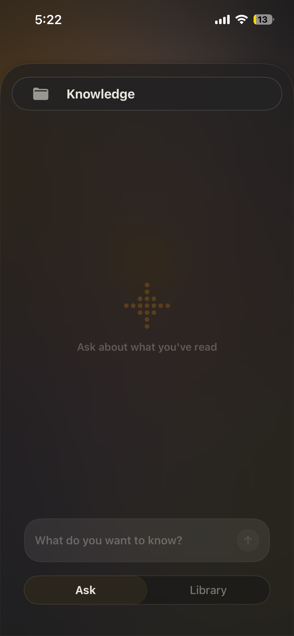 Empty Ask panel with sparkle glyph